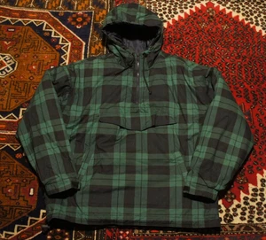 Y2K Gap Anorak Hoodie grün kariert XL Kängurutasche Puffer gesteppt 90er RAR - Bild 1 von 7