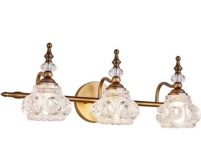 Vintage Bathroom Vanity Light Fixture, 3 Lights Bathroom Lighting Matte Brushed - Image 1 of 4