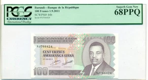 Burundi 2011 100 Francs Bank Note Superb Gem New 68 PPQ PCGS Currency - Picture 1 of 4