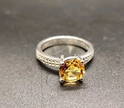 1.92ctw Round Cut Citrine Rhodium over 925 Solitaire Ring Size 7 - Image 1 of 4
