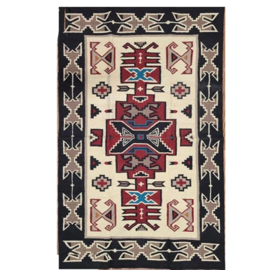 Hand Woven Navajo Wool Rug Native American Rug Tribal Southwest Area Rug 5x7 ft - Image 1 of 4