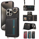 For iPhone 15/15Pro/15Plus/15 Pro Max Leather Wallet Ring Card Holder Case Cover