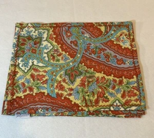 4 April Cornell Fabric Placemat Geometric Floral Coral Vibrant Rare Fall Paisley - Picture 1 of 9