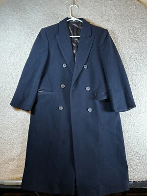 Bradley Jon Wool Cashmere Blend Coat Men's Long Navy Double Breasted XL Warm - Image 1 of 4