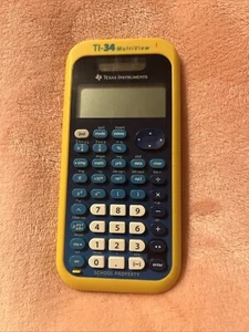 Texas Instruments TI-34 MultiView Scientific Solar Calculator Yellow Works - Picture 1 of 3