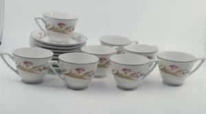 8-Vntg Circa 1949 Noritake Nippon Toki Kaisha Footed Cup & Saucer Pink Floral - Picture 1 of 6