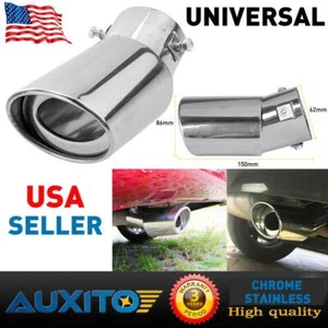 Chrome Car Stainless Steel Rear Exhaust Pipe TRIM Tail Muffler Tip Round Tip EAK - Picture 1 of 8
