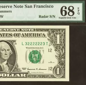 Top Pop 1/0 1999 $1 San Francisco FRN radar PMG 68EPQ finest LT Block L32222223T - Picture 1 of 4