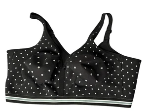 Reggiseno a pois Cacique 50DDD nero sfoderato copertura completa senza ferretto fascia larga - Foto 1 di 6