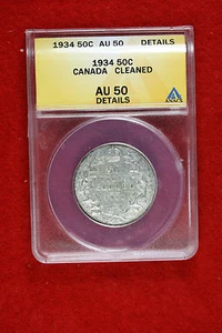 Cyberspacecoins ANACS 1934 Canada Half Dollar AU50 DETAILS *E0801 - Picture 1 of 2
