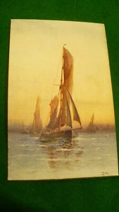 Panel greeting card sailing ship postcard C.W. Faulkner Xmas New Year UK A1-5 - Bild 1 von 2
