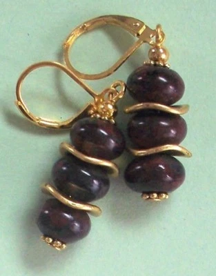 JASPE ROJO Redondeles Pendiente Gota GP PALANCA TRASERA Hecho a Mano Foto 1 de 4