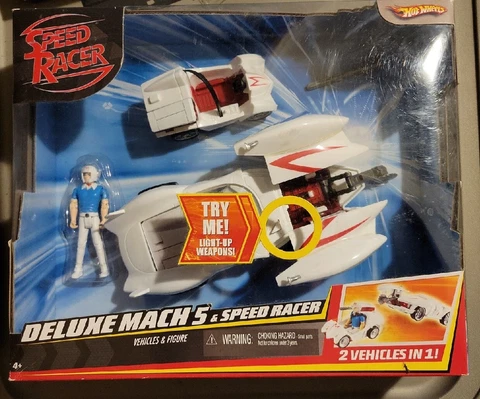 Hot Wheels Deluxe Mach 5 & Speed Racer Electronic Light-Up New In Box Cover