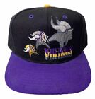 Vintage Minnesota Vikings Snapback Hat Cap Embroidered Black Rare Pro Layer