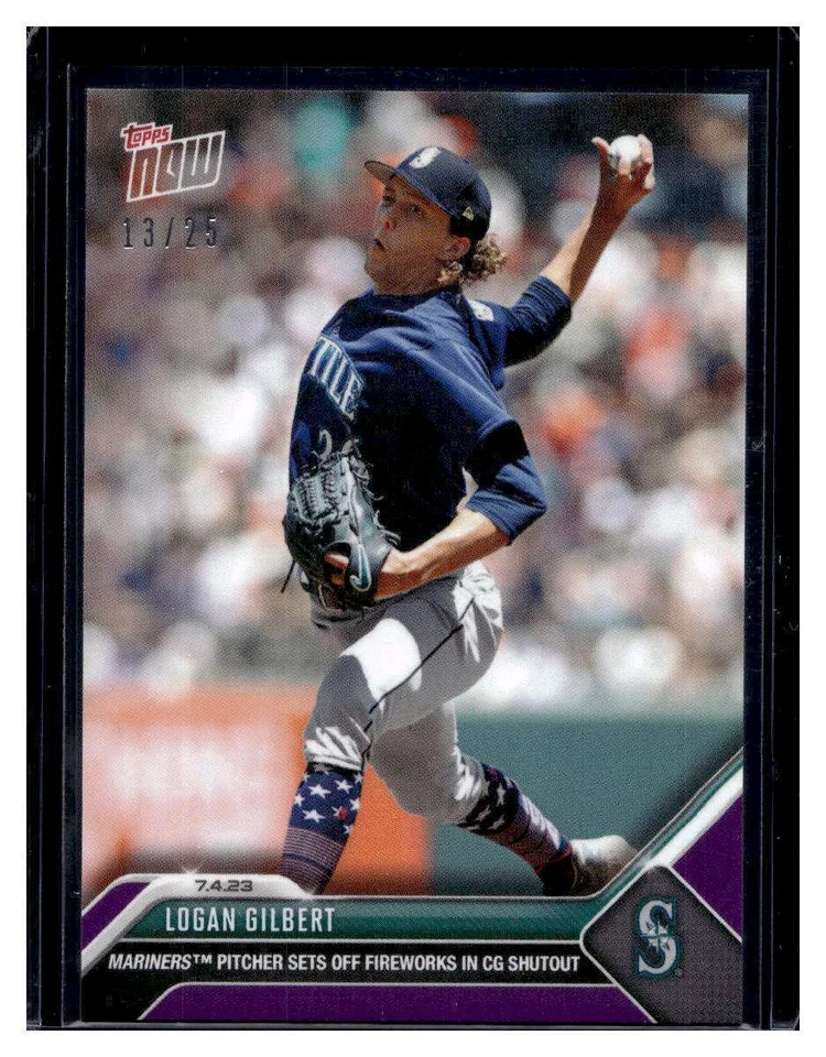 2023 Topps Now #525 Logan Gilbert Purple Parallel Card #d 13/25 - Image 1 of 2