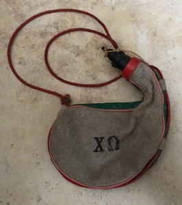Chi Omega Initialed Rugged Leather Spanish Wine Skin Heavy Poly Lining- Exc. Con - Picture 1 of 5