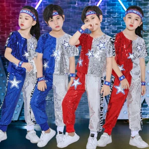Girls Boys New Sequins Jazz Dance Costume Chothes Set for Kid - Picture 1 of 60