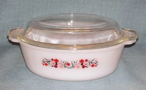 Vtg Fire King Ovenware- Oval 1 1/2 QT PRIMROSE Casserole /Baking Dish #467 w/Lid - Picture 1 of 12
