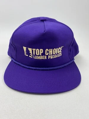 De colección 1990 "Top Choice Lumber Products" Trucker Snapback Sombrero Gorra Cuerda Púrpura Foto 1 de 4