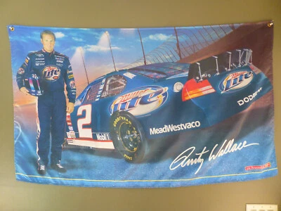 "Bandera Rusty Wallace NASCAR #2 Miller Lite azul Dodge 34"" x 57"" 2003" Foto 1 de 4