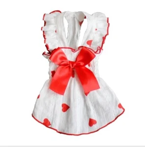 Spreading the Love with this pretty white Dog Dress Red Bow Detail - Picture 1 of 4