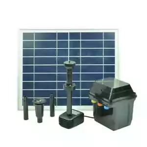 Day/Night Solar Panel POND WATER Fountain Feature PUMP W/ Battery LED Light 560L - Picture 1 of 12