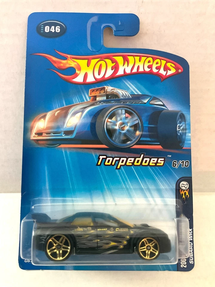 Hot Wheels SUBARU WRX - 2005 primeras ediciones #046 - negro mate, dorado ruedas PR5 Foto 1 de 4