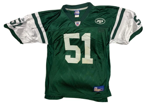 Vintage Jonathan Vilma #51 New York Jets Reebok Size L NFL Football Jersey Cover