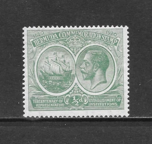 BERMUDA SCOTT 56 MLH F/VF - 1920 1/2p GREEN ISSUE - SEAL OF COLONY - Bild 1 von 2