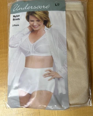 3 pares de calzoncillos de nailon JC Penney Underscore talla grande L/7 Naturals nuevos Foto 1 de 4