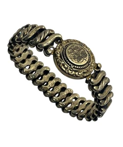 1940’s Victorian sweetheart expansion monogrammed gold tone bracelet vintage - Picture 1 of 20