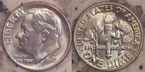 1982 P Roosevelt Dime GEM BU FULL TORCH!! 82P900 - Picture 1 of 3