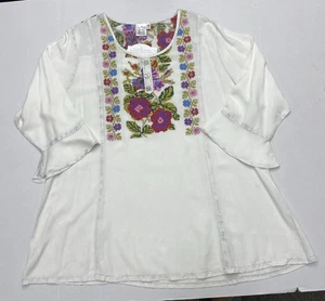 Petersilie und Salbei Damen Bluse Gr. 1X Bestickt Salbei Viskose Oberteil 1/2 Arm Neu - Bild 1 von 11