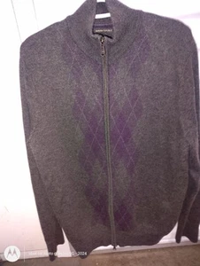 Banana Republic Men’s XL Argyle Merino Wool Full Zipper Sweater - Picture 1 of 10