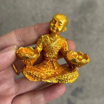 Antigua dinastía china china bronce dorado monje candelabro quemador de incienso incensario Foto 1 de 3