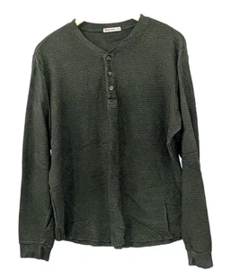 Camisa Capa Marina Hombres M Gris Tejido Waffle Henley Camisa Manga Larga Algodón Supima - Imagen 1 de 5