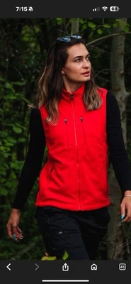 ScottEVest Women's Large Fireside Fleece Vest Red Full Zip Multi Pocket M - Image 1 of 4