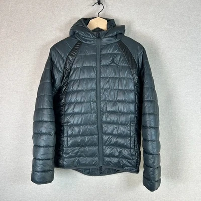Nike Air Jordan Big Kid Puffer Coat Size XL Quilted Gray Lightweight Hooded Zip - Image 1 of 4
