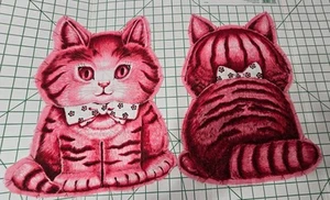 RARE Vintage Cut N Sew Charlie The Kitten 60s Pink Cat Craft Fabric Panel Pillow - Picture 1 of 4
