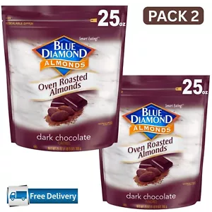 Blue Diamond Almonds, Oven Roasted Cocoa Almonds, Dark Chocolate 25 Oz. 2 Pack - Picture 1 of 1