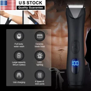 Electric Men's Manscaping Pubic Hair Trimmer Waterproof Groin Ball Body Shaver - Picture 1 of 11