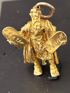 antique 9K gold charm of moses holding the ten commandments . - Picture 1 of 3
