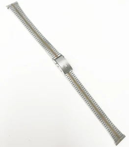 Brandneu Bicolor 12mm Gold Silber Ton S. Stahl Winkelverschluss Uhrenarmband - Bild 1 von 5