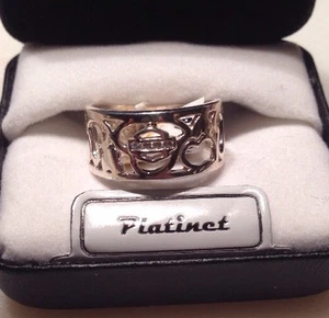 ¡RARO! Anillo grueso para corazones de platino Harley Davidson con 4 piedras 6,5 - Imagen 1 de 7