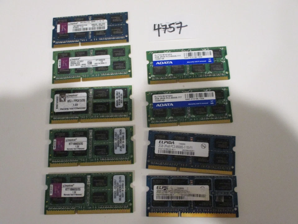 Elpida+Kingston 9x2Gb=18Gb PC3-8500 1066Mhz DDR3 SO-DIMM Laptop Memory RAM 4757 - Image 1 of 2