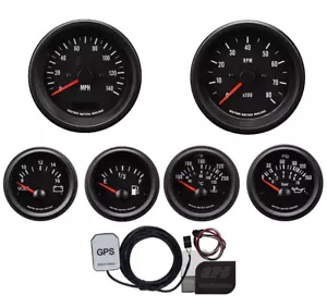 MOTOR METER RACING VD 6 Gauge Set GPS Speedometer MPH °F PSI White LED 85mm 52mm - Picture 1 of 9