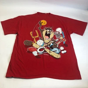 Warner Bros Taz Vintage '95 Looney Tunes Sport rot Grafik T-Shirt *Größe lesen* - Bild 1 von 12