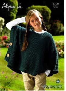 Girl's Poncho Knitting Pattern – Stylecraft Alpaca DK no.8799 - Picture 1 of 1