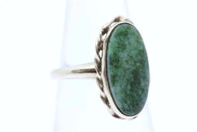 10K 2.74g Yellow Gold Cabochon Jasper Wave Rope Bezel Set Cocktail Ring Size-5 - Image 1 of 4