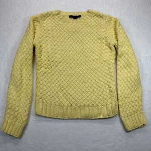 Vintage Express Basketweave Knit crochet Sweater Cotton Butter Yellow Large - Picture 1 of 9